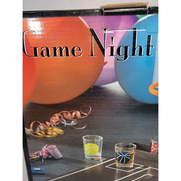 GAME NIGHT, B-BALL SHOTS, ADULT BASKETBALL SHOT DRINKING GAME, W/ 6 GLASSES, NEW - Picture 2 of 5